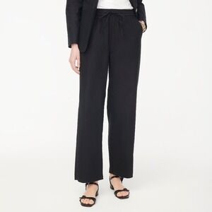 J. Crew Factory Black Wide-Leg Linen Blend Drawstring Pants